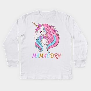 Cute Funny Mamacorn Unicorn Mama - Mother's Day Kids Long Sleeve T-Shirt